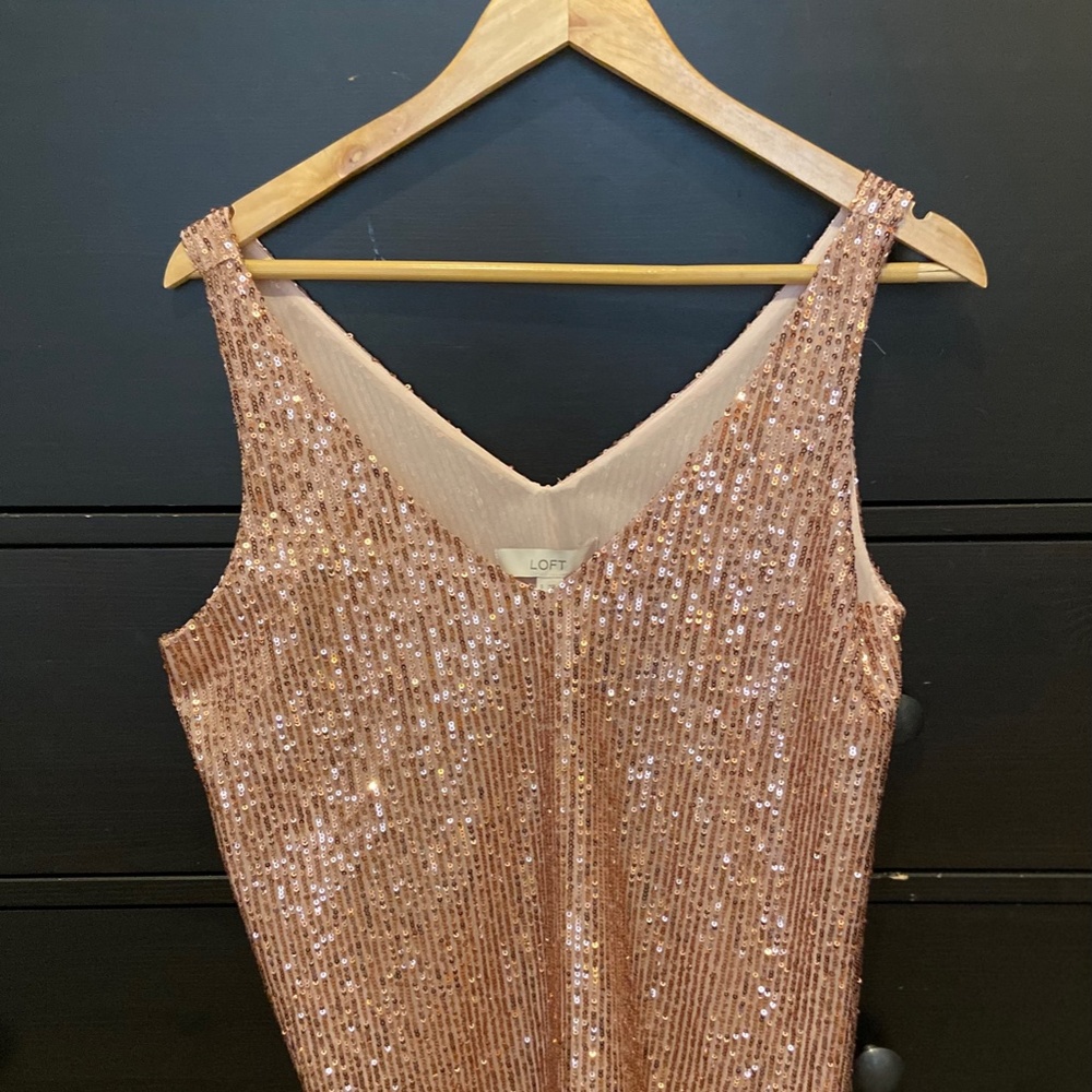 Loft Sequined Rose Gold Shell Tank - S - Picture 4 of 4